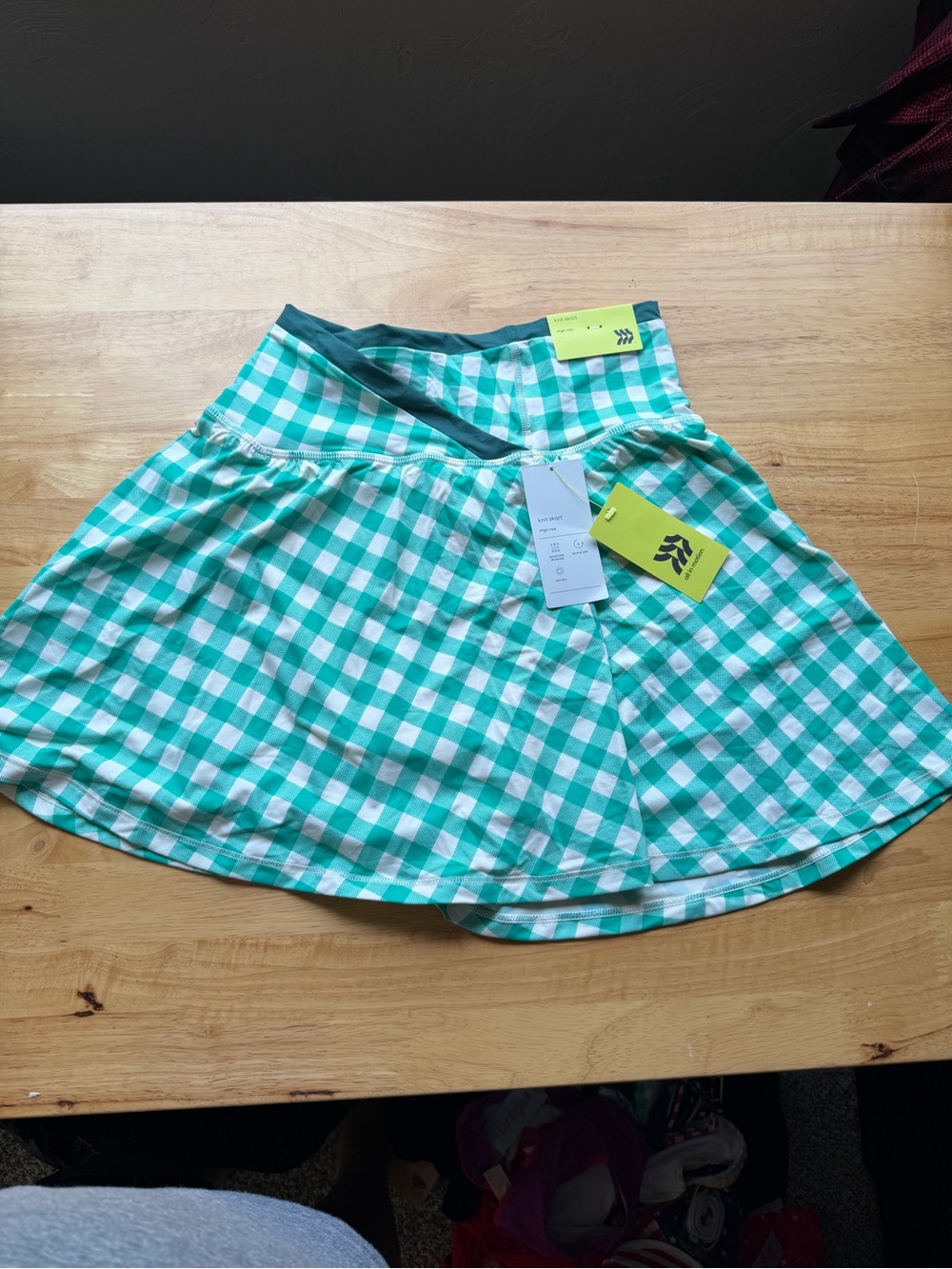 all in motion Mint Green Gingham Circle Skirt